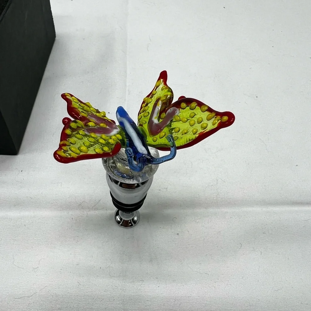 Two’s Company  Art Glass/metal Bottle Stopper Butterfly 4